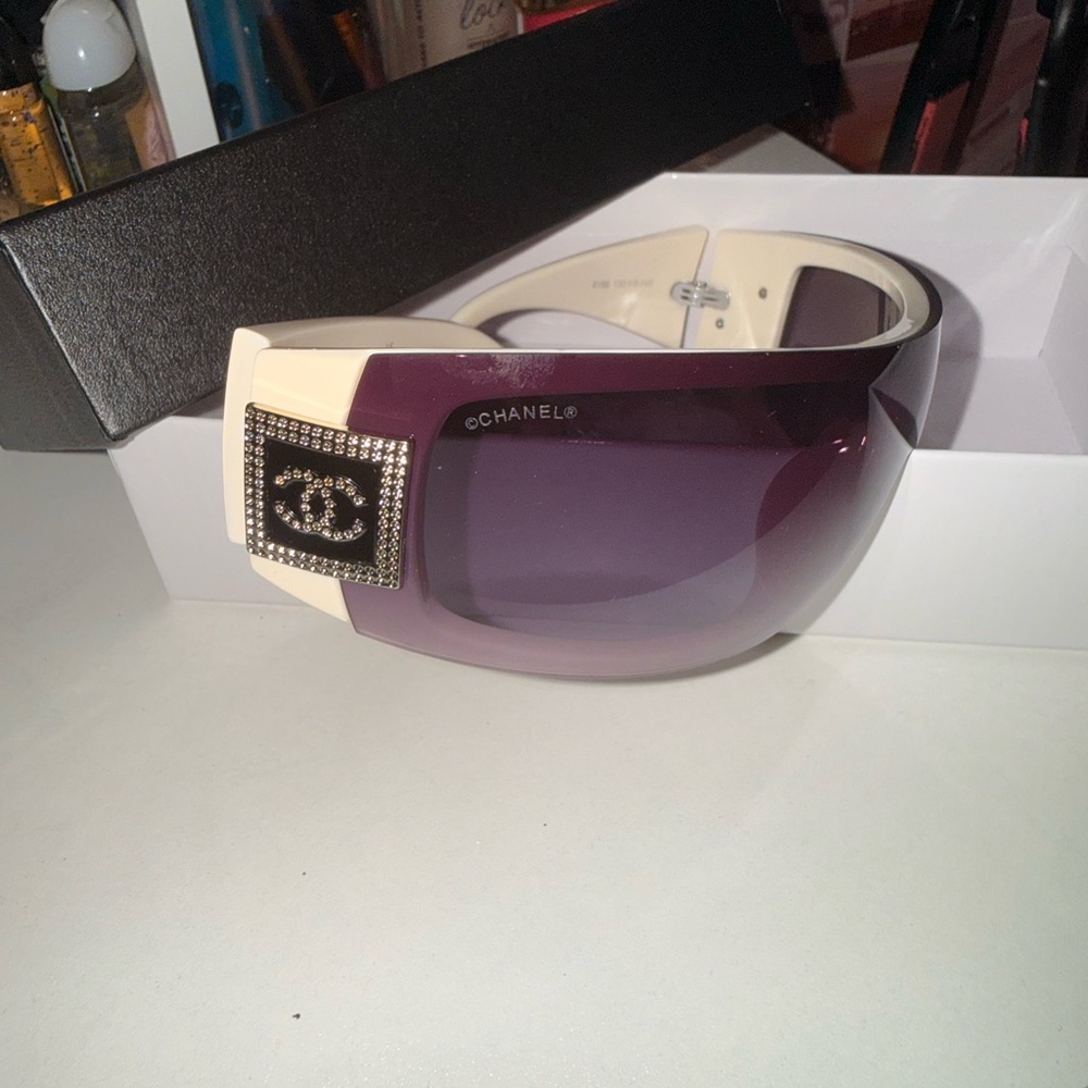 Purple and Cream Women's Sunglasses